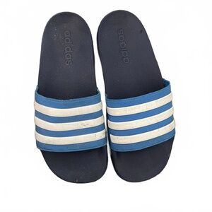 Adidas Blue White Stripes SlipOn Open Toe Lightweight Adidas Adilette Slides Siz